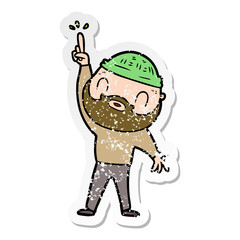 distressed sticker of a cartoon bearded man
