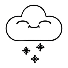 line drawing cartoon happy snow cloud
