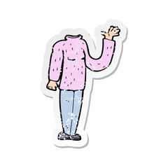 retro distressed sticker of a cartoon headless body