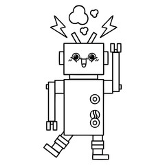 line drawing cartoon robot