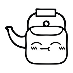 line drawing cartoon kettle