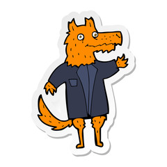 sticker of a cartoon fox businessman