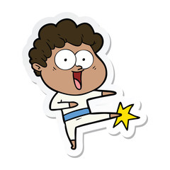 sticker of a cartoon happy man