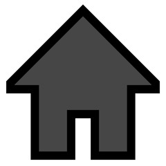 Home symbol icon - black simple with outline, isolated - vector