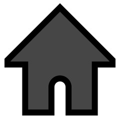 Home symbol icon - black simple with outline, isolated - vector