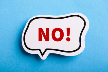 Say No Speech Bubble Isolated On Blue