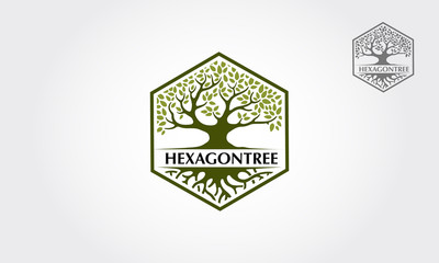 Logo of a stylized tree in hexagon. It would be a perfect for a variety of businesses, especially those related to cosmetics, ecology, health, flowers, perfume and others business. 