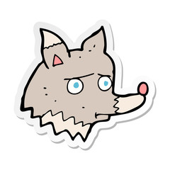 sticker of a cartoon unhappy wolf