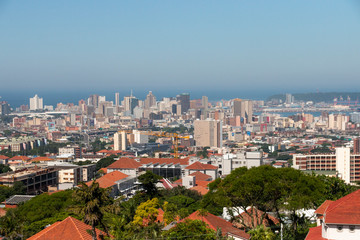 Fototapeta na wymiar A view of the berea-westridge in Durban in kwa-zulu Natal south africa and the ocean in the distance for a fith floor building