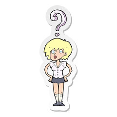 sticker of a cartoon confused woman