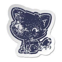 distressed old sticker cute kawaii fluffy cat
