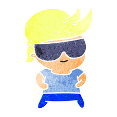 retro cartoon kawaii kid with shades