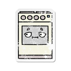 distressed sticker of a cute cartoon kitchen oven
