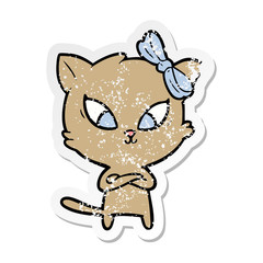 distressed sticker of a cartoon cat