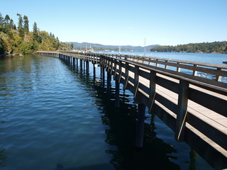 Pier boardwalk on ocean
