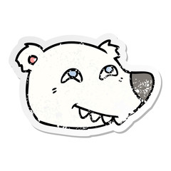 distressed sticker of a cartoon polar bear face