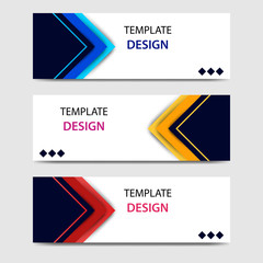 Horizontal business corporate banners with 3D abstract paper cut style. Vector design layout for web, banner, header, print flyers. Colorful carving art, blue, orange, red in white background