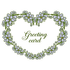 Vector illustration greeting card design with bright purple flower frames blooms