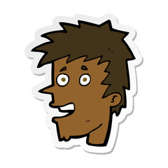 sticker of a cartoon happy boy face