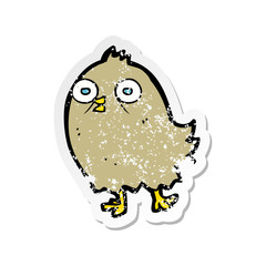 retro distressed sticker of a funny cartoon bird