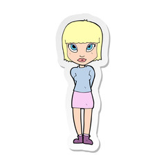 sticker of a cartoon woman standing