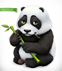 Panda bear cartoon character. Funny animal, 3d vector icon © Natis
