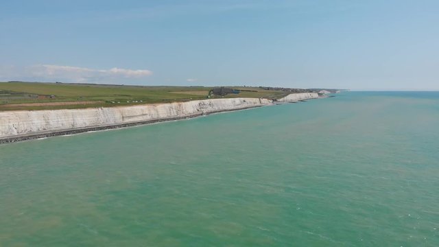 Aerial of Brighton's beautiful white cliffs.