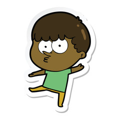 sticker of a cartoon curious boy