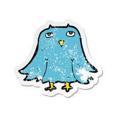 retro distressed sticker of a cartoon owl