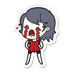 sticker of a cartoon crying vampire girl