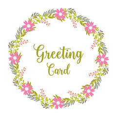 Vector illustration greeting card lettering with beautiful colorful leaf floral frame