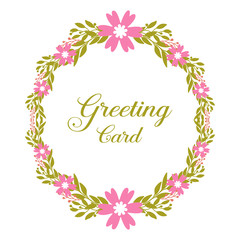 Vector illustration artwork pink wreath frame for greeting card