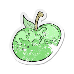 retro distressed sticker of a cartoon apple