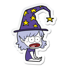 sticker of a funny witch girl cartoon