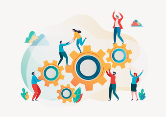 Team building and business peoples success together teamwork concept 