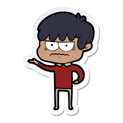 sticker of a annoyed cartoon boy