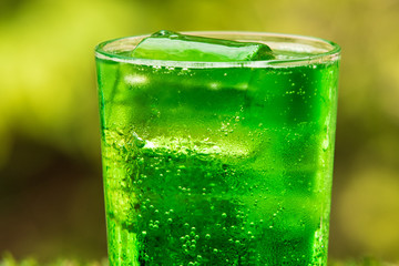 glass of water , Green water soda