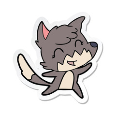 sticker of a happy cartoon fox