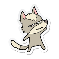 sticker of a cartoon annoyed wolf