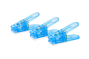 Clothespin blue isolated on white background.