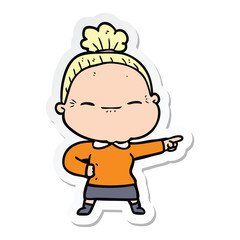 sticker of a cartoon peaceful old woman