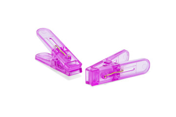 Clothespin pink isolated on white background.