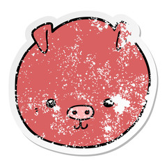 distressed sticker of a cartoon pig