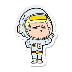 Obraz premium sticker of a cartoon stressed astronaut