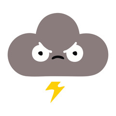 flat color retro cartoon storm cloud