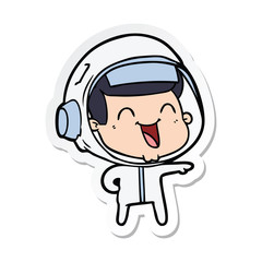 Obraz premium sticker of a happy cartoon astronaut
