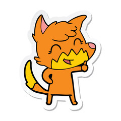 sticker of a happy cartoon fox