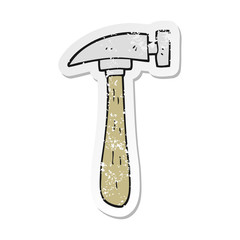 retro distressed sticker of a cartoon hammer