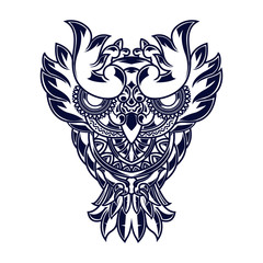 Line art Illustration of owls with mandala ornaments