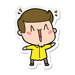 sticker of a cartoon happy man